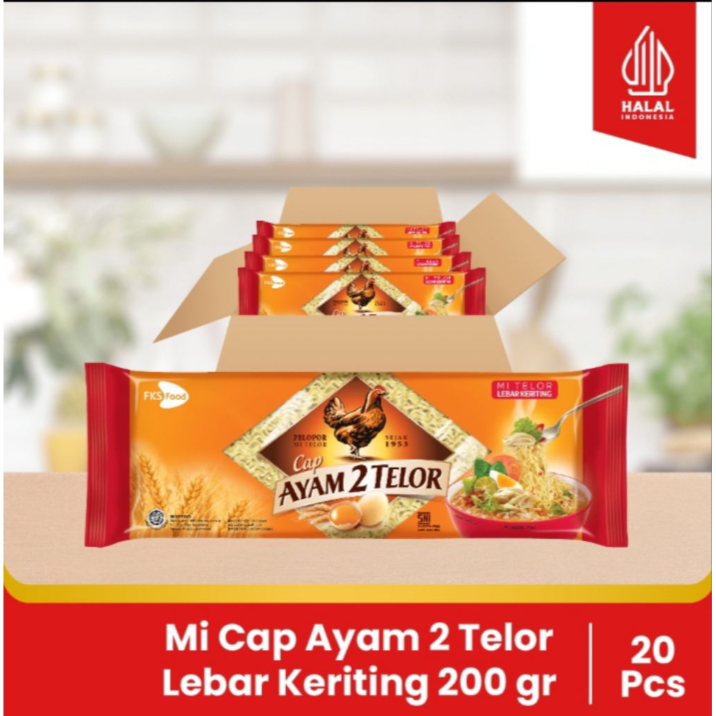 

Mie Cap Ayam 2 Telor Lebar Keriting 200 gr
