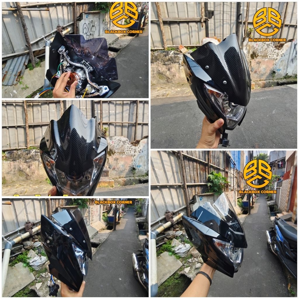 Batok Set Reflektor Lampu Depan Satria Fu Facelift Projie Plus Visor Pnp