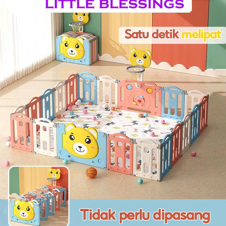 KODE D67Z Playpen pagar bayi Pagar permainan plastik melipat Pagar anak tempat bermain bola
