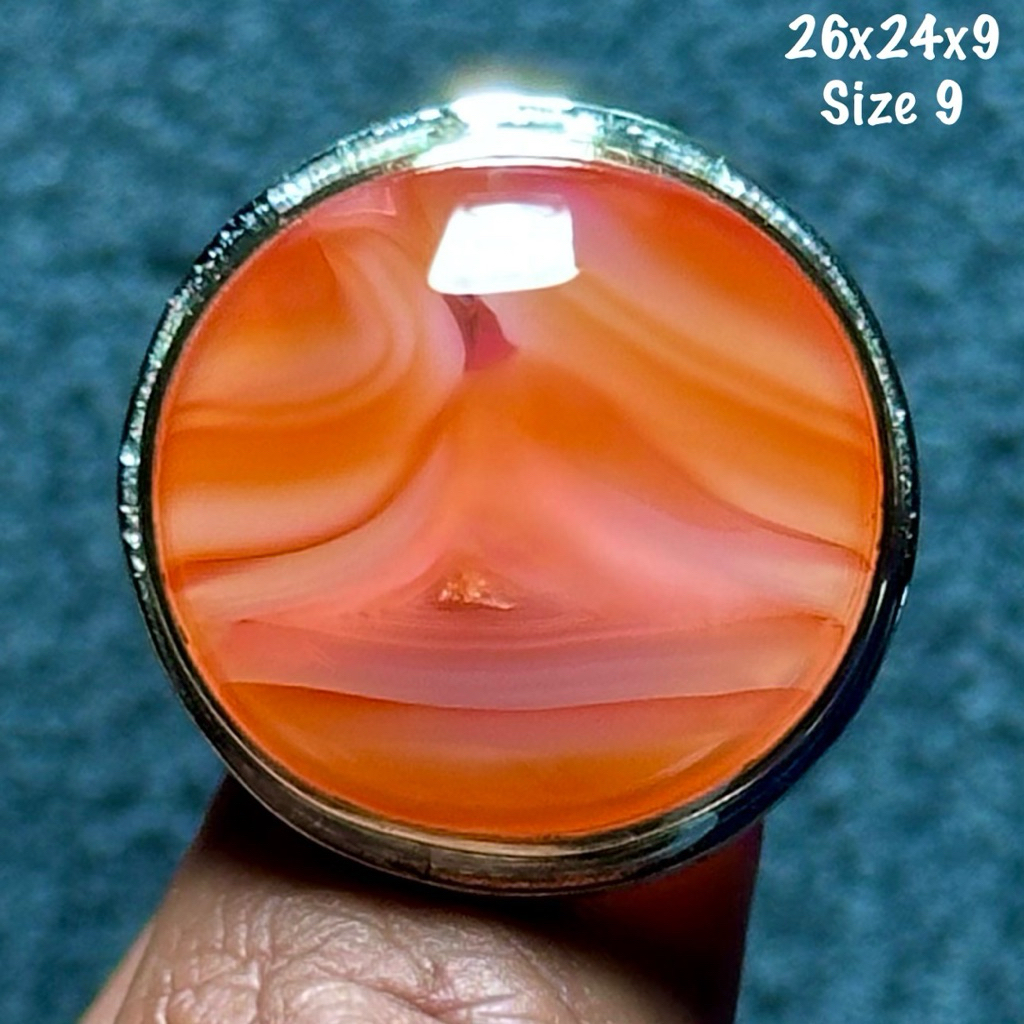 Cincin Batu Akik Natural Baturaja Gunung Merapi Junder Segitiga Jumbo 3D Kristal (asli alam)