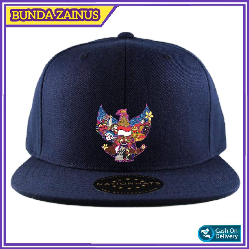 Topi Snapback Garuda Batik Topi Casual Rope Hat Bahan Denim Topi Distro Pria Wanita Topi Satuan Topi