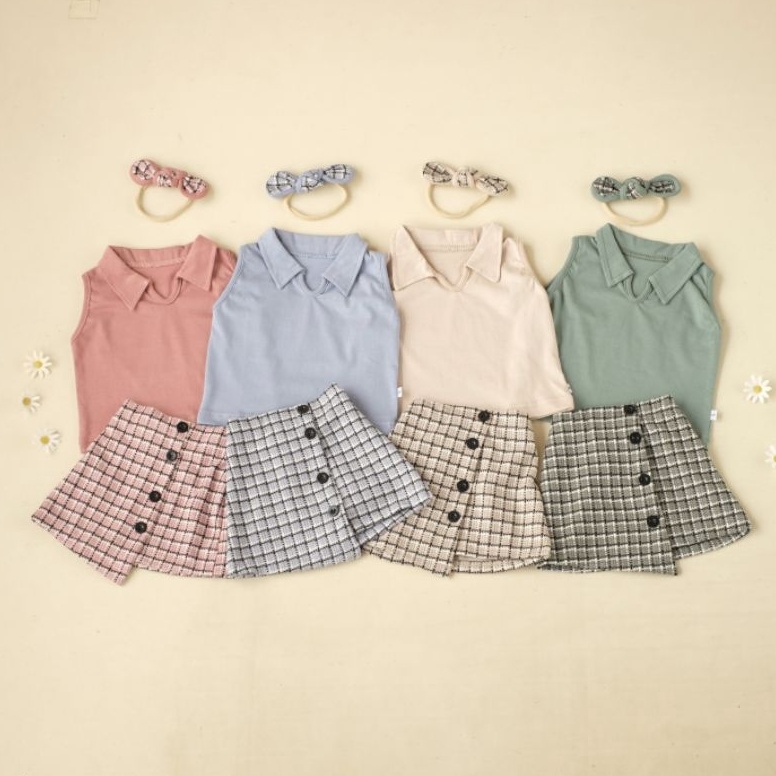 KODE E87R Setelan Bayi Zee Jkt48 Bahan Katun Knit Bonus Headband 12 Bulan