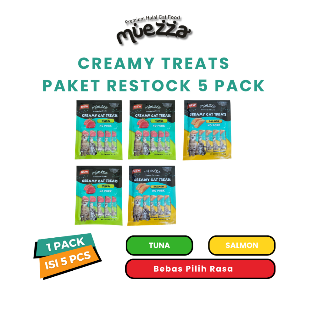 RIMBA-12 Muezza Snack Kucing - Creamy Treats 5 pack - Paket Restock