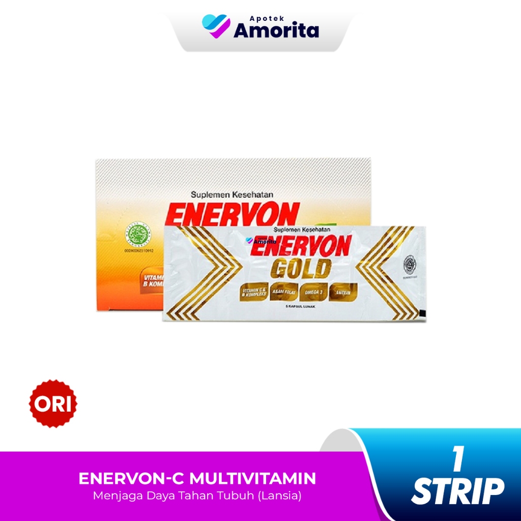 Enervon Gold Multivitamin C 1 Strip 5 Kapsul -  Vitamin Lansia Usia 50 Tahun