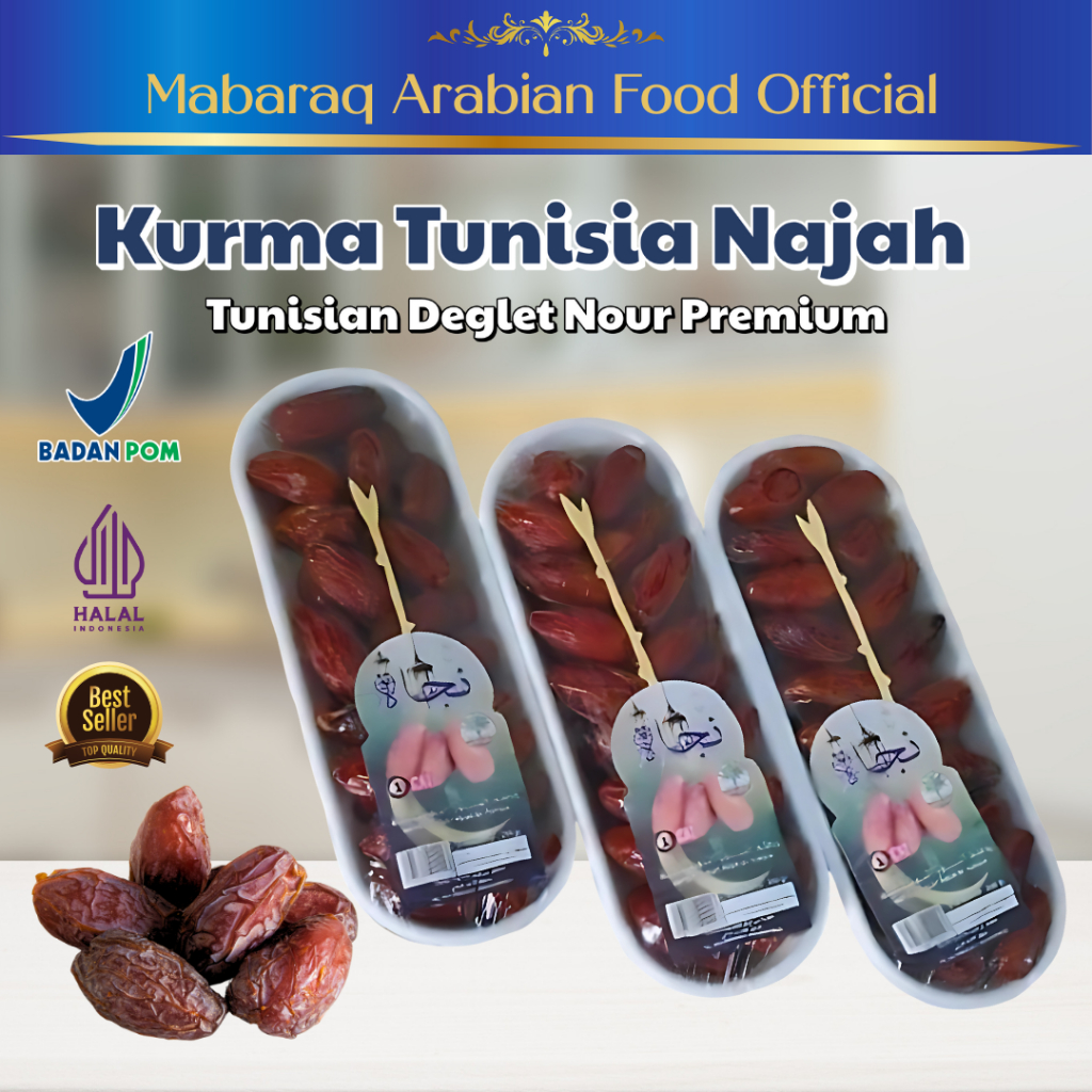 

Kurma Tunisia Premium Najah 250 Gram | Tunisian Deglet Nour | Najah | Kurma Dates | Dates | Dattes