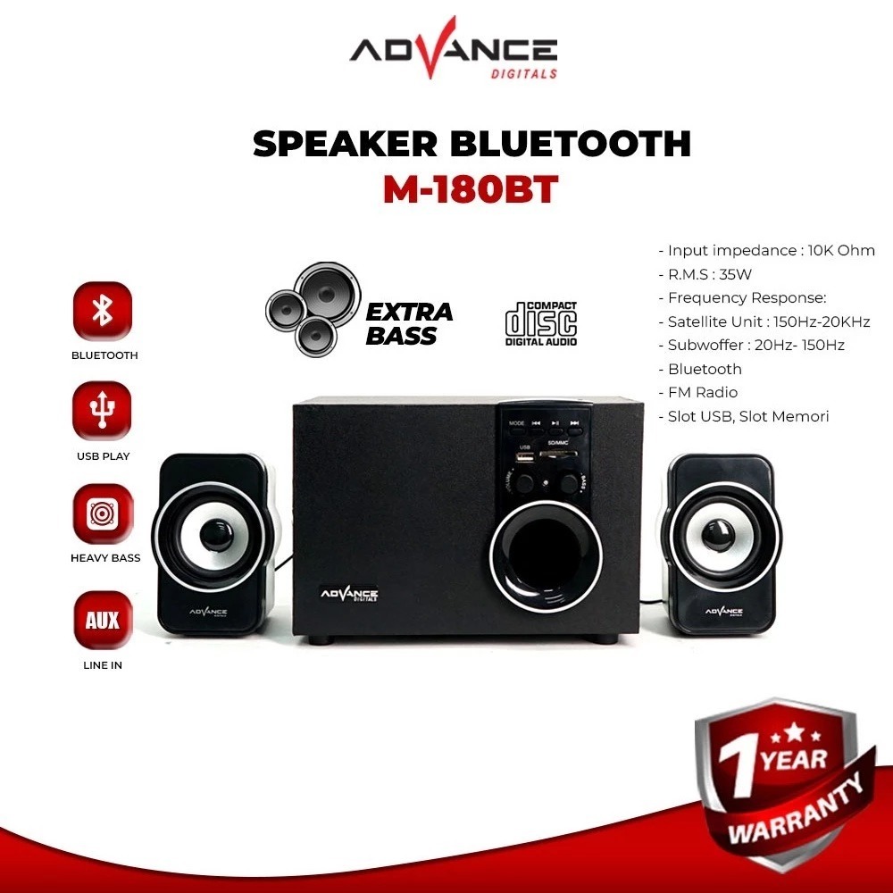 Speaker Aktif Advance M180 BT / M180BT Bluetooth  Subwoofer Bass System Xtra Power Sound