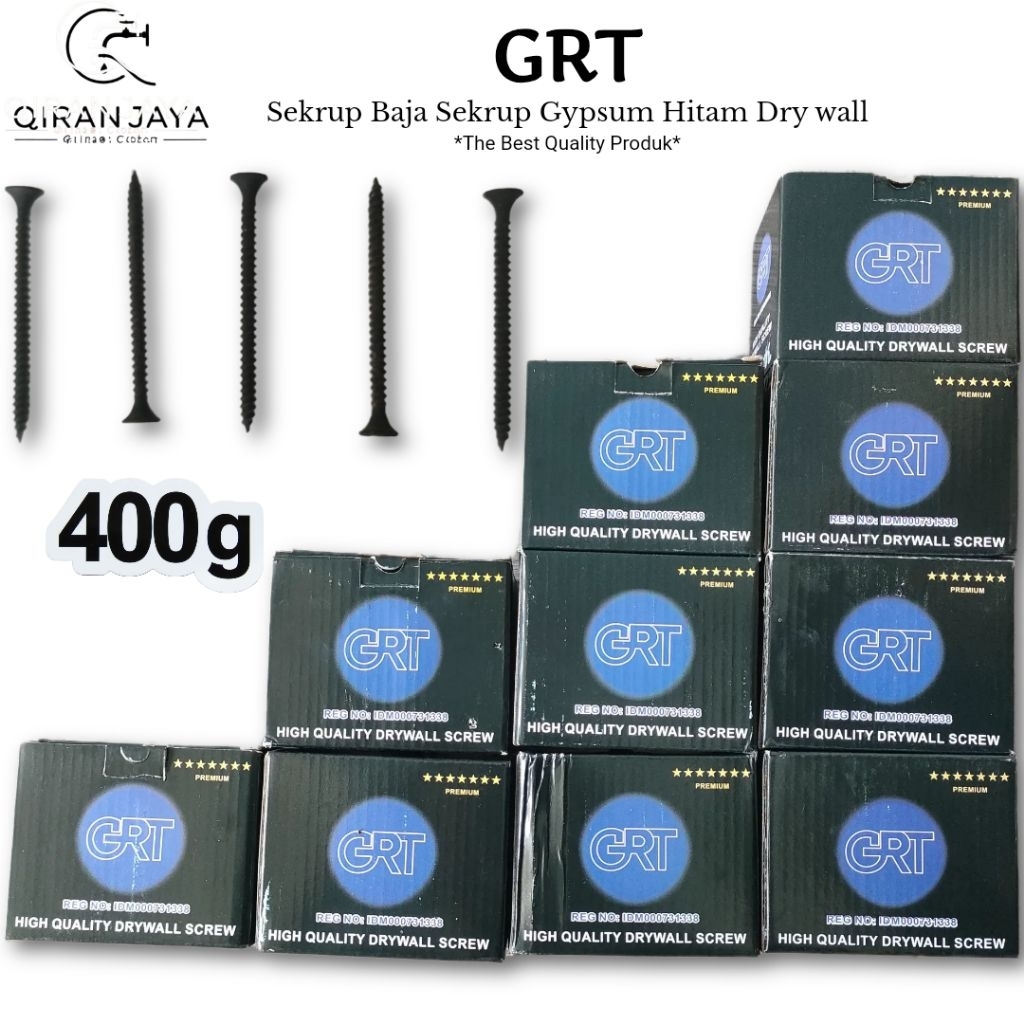GRT Sekrup Baja Skrup Gypsum Hitam 1" 11/4", 11/2", 2 Inch 400gram
