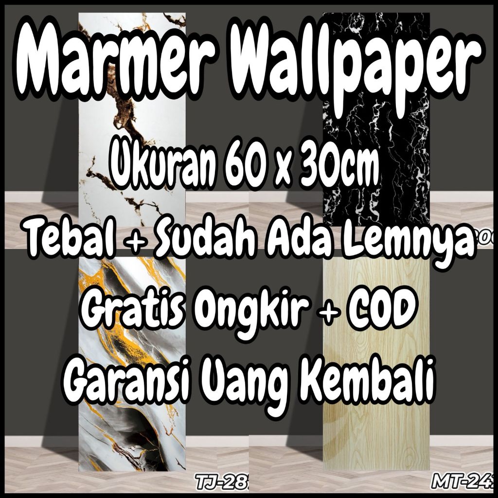 Wallpaper Dinding Marble Foam PVC Motif Marmer Granit Batu Alam Premium