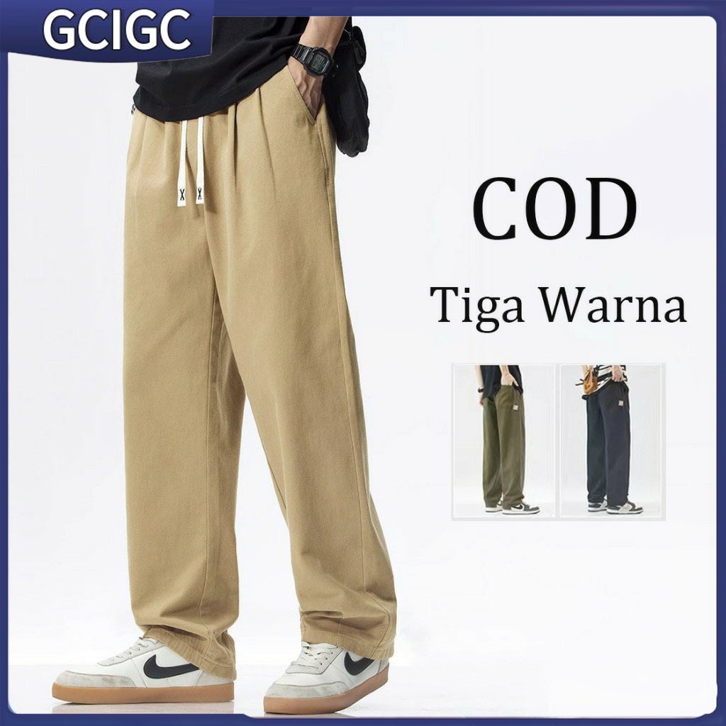 Cargo Pants Pria Green Celana Cargo Panjang Pria Oversize Celana Kargo Baggy Pants Celana Karet Pria