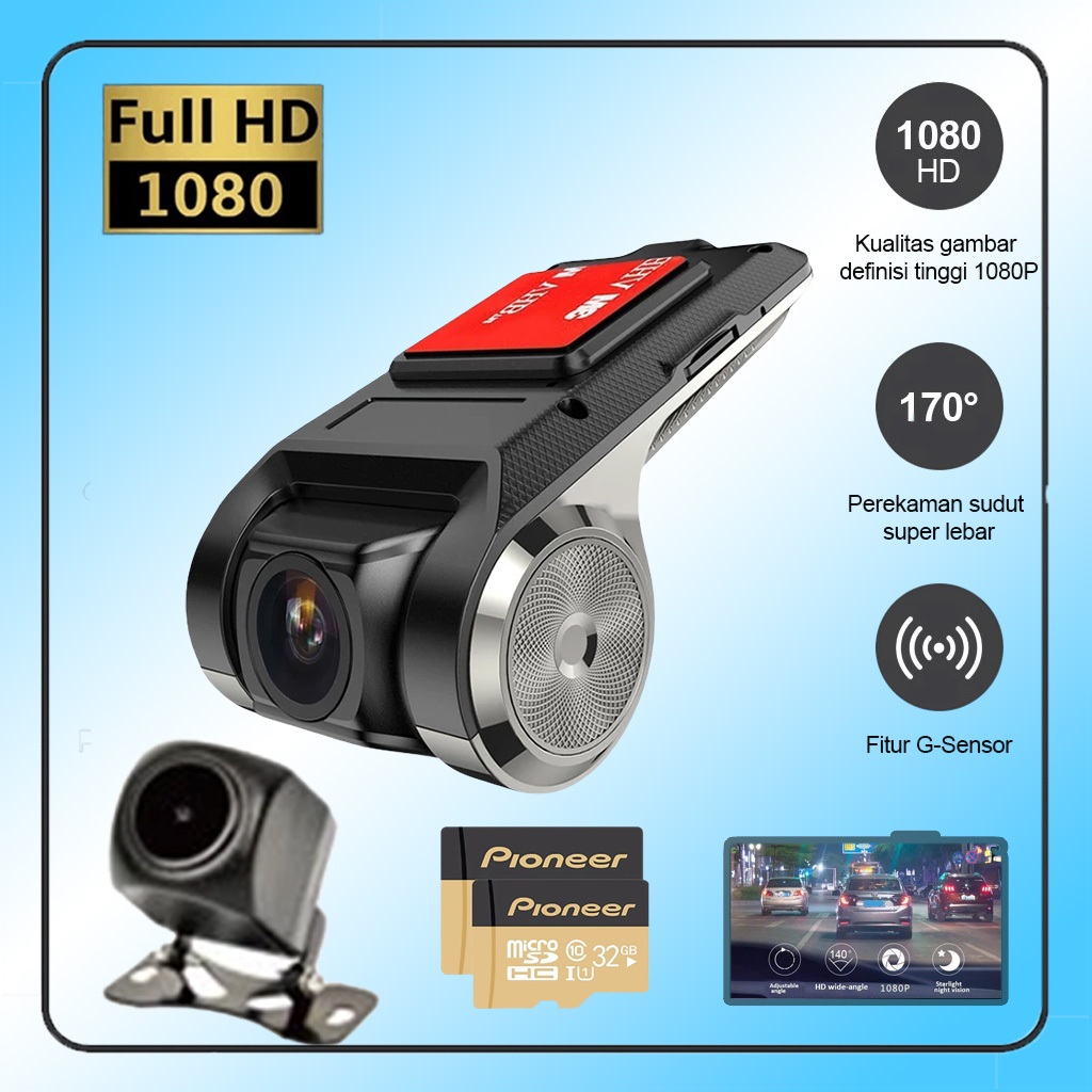 【Lokal Stok】Dashcam Mobil H01 1080P Layar Sentuh IPS Night Vision Dual Lens Perekaman Loop 24 Jam