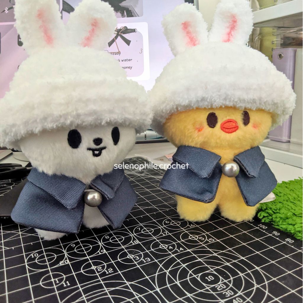 Bunny Hat for Skzoo plush  10cm l Skzoo clothes doll l crochet kpop clothes doll