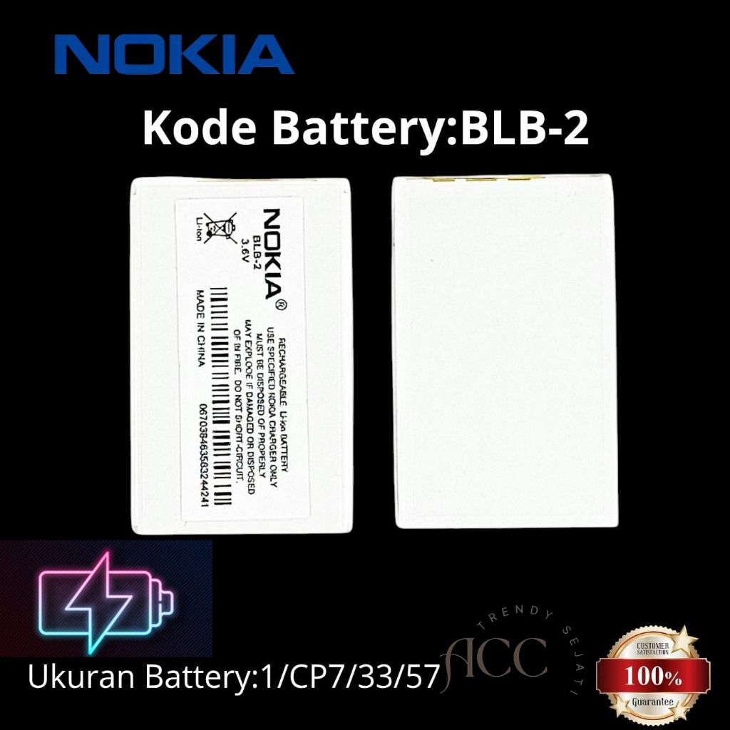 ORIGINAL BATERAI FOR BLB2/BLB-2 NOKIA 8210,8250,8310,8510,8850,8910,6510,3610,5210,7650 ORIGINAL 100