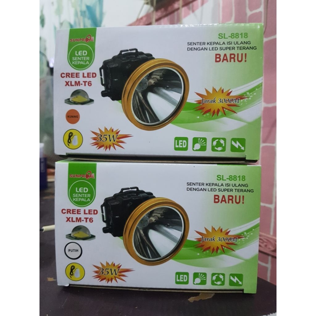Senter Kepala Sunpro Headlamp LED Senter Kepala Sunpro SL 8818 35Watt Senter LED Dimmer
