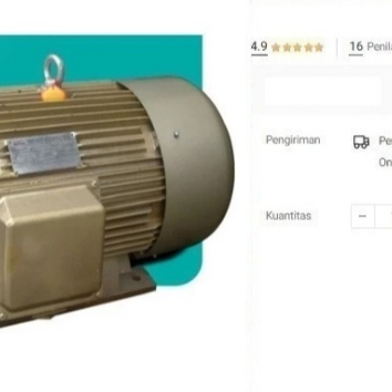 

Dinamo Penggerak WIPRO 3 phase 15 HP 4P 1450 RPM Electromotor 15HP