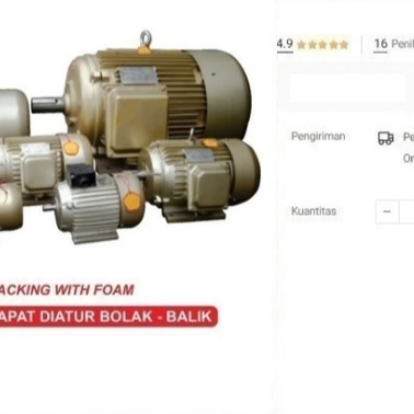 

Dinamo Penggerak WIPRO 3 phase 15 HP 2P 2850 RPM Electromotor 15HP