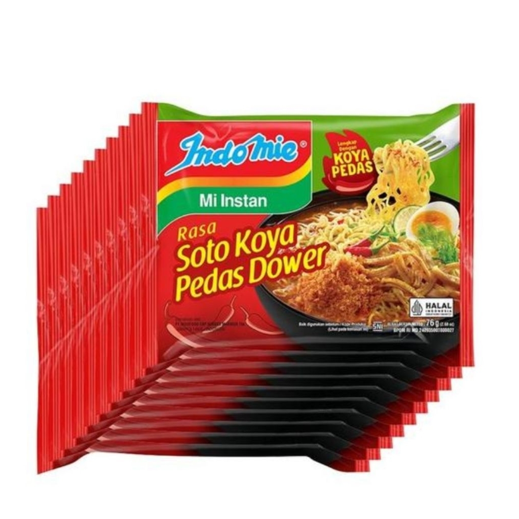 

Paket 10 Pcs - Indomie Mie Instan Kuah Rasa Soto Koya Pedas Dower isi 76 Gram