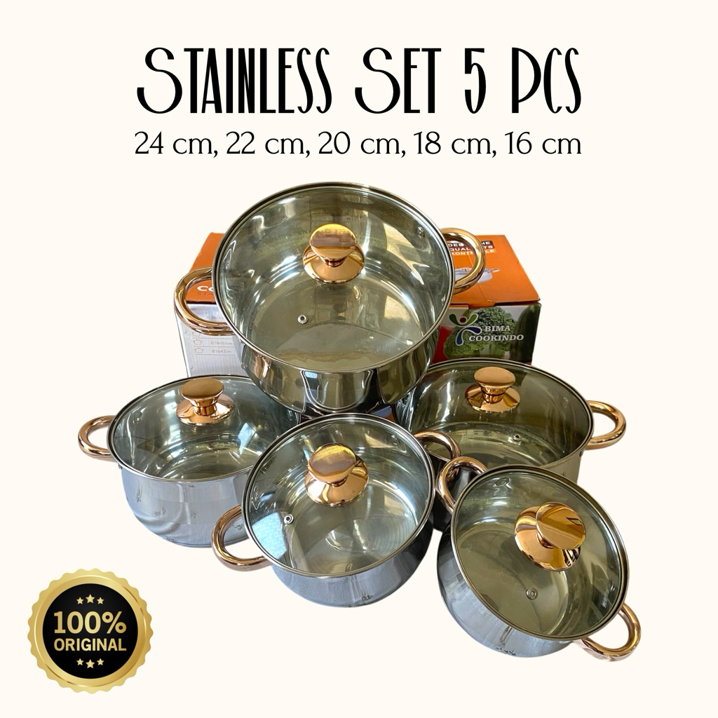 Bima Cookindo Panci Stainless Set 5 Pcs Multifungsi