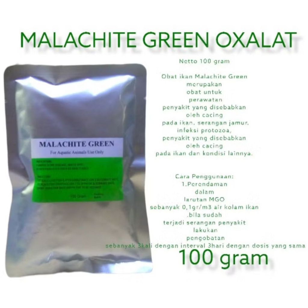 Malachite green oxalat / obat hijau ikan / MGO 100gram / obat ikan hijau