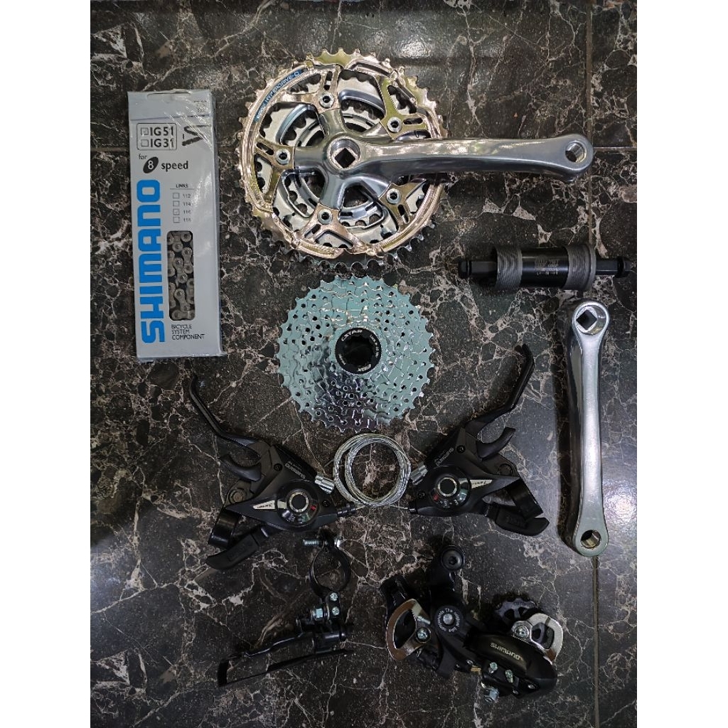 Groupset Shimano 3 X 8 Speed TX35 Tourney Cassete Original MTB Federal Sepeda Lipat Minion roadbike 