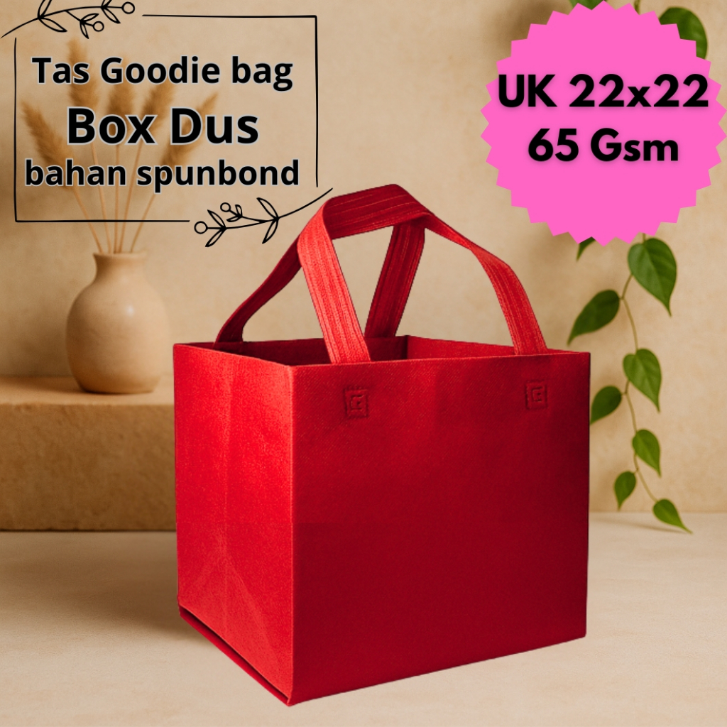 

Tas goodie bag Box Dus | Bahan spunbond (1 Lusin isi 12 PCS) Tas Box Dus pres UK (22x22) | Tas Kotak Nasi | Tas Box Hajatan