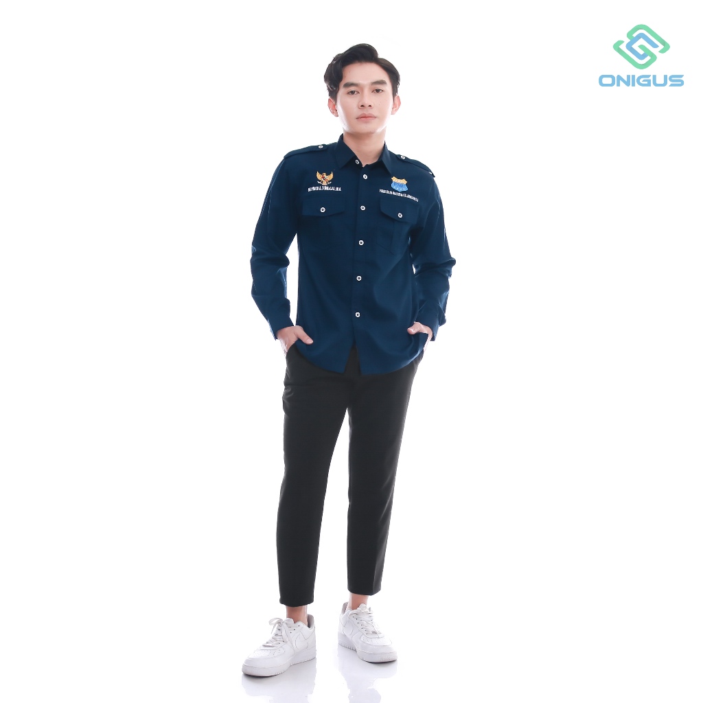 Kemeja PDL Biru Dongker/Putih