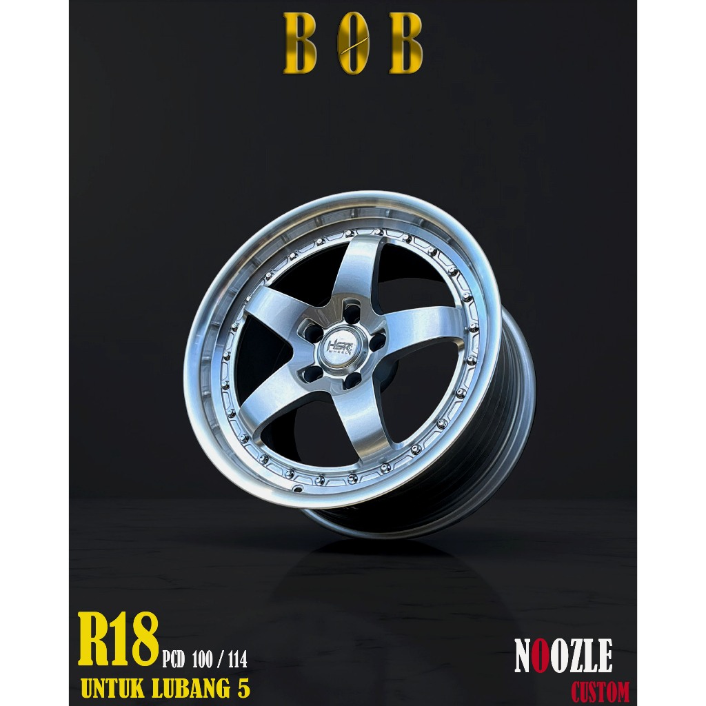 Velg Mobil Ring 18 Lubang 5 Lebar Belang Pelek Racing Venturer Xpander Outlander R18 Type HSR BOB