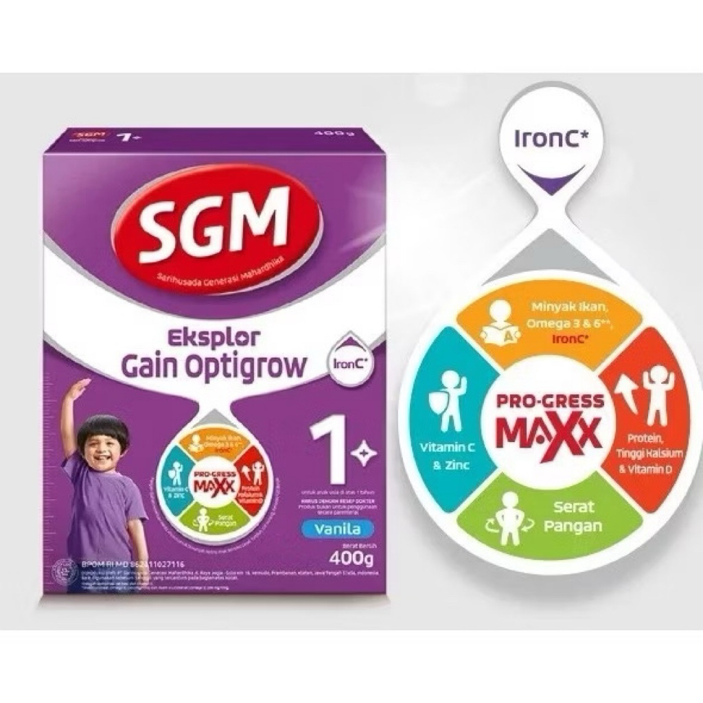 

Sgm Eksplor Gain Optigrow 1+ Vanilla Susu Bubuk Anak 400 G