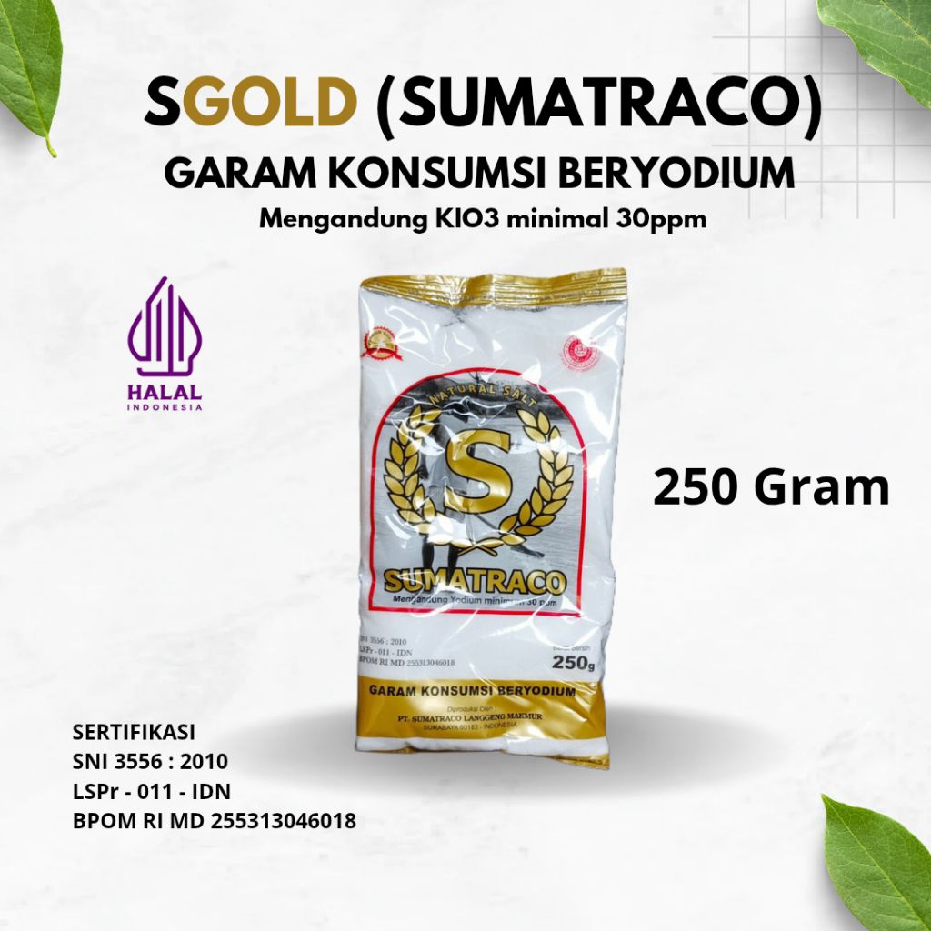 

Garam Beryodium SGold Sumatraco 250gr - Garam Dapur Halus, Aman Dan Sehat Untuk Masakan Harian