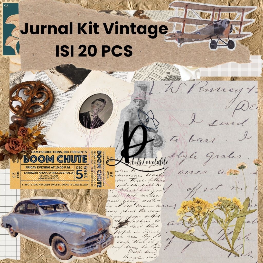 

[D.Artslovelable] Journal Kit Vintage Paket 20 Pcs