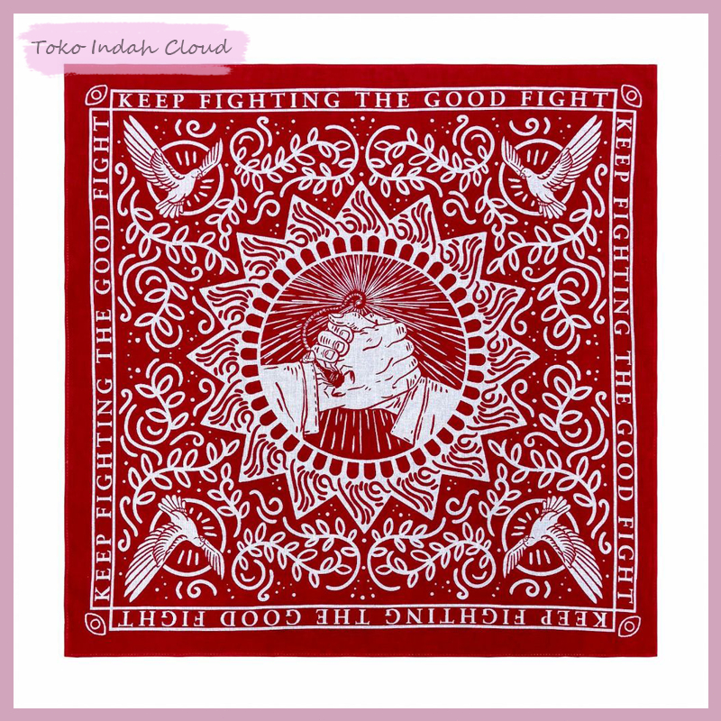 55*55CM jilbab segi empat cotton murni murni syal persegi cetak retro Amerika Hijab syal wajah sorba