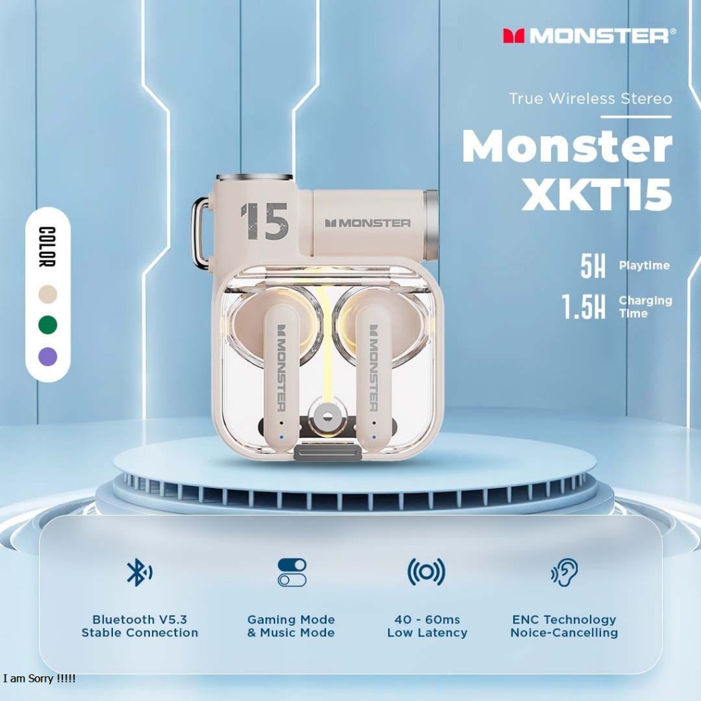 Monster XKT15 Bluetooth Earphone TWS Headset Earbuds Headphone