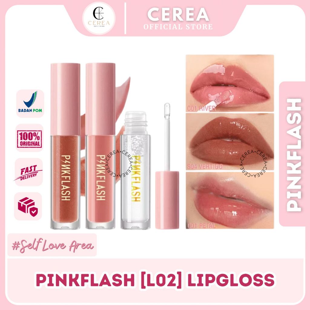 [BPOM] PINKFLASH Lip Gloss Moisturizing Shine Shimmer Plumping Glasir Bibir Lipgloss Lipstik Liptint