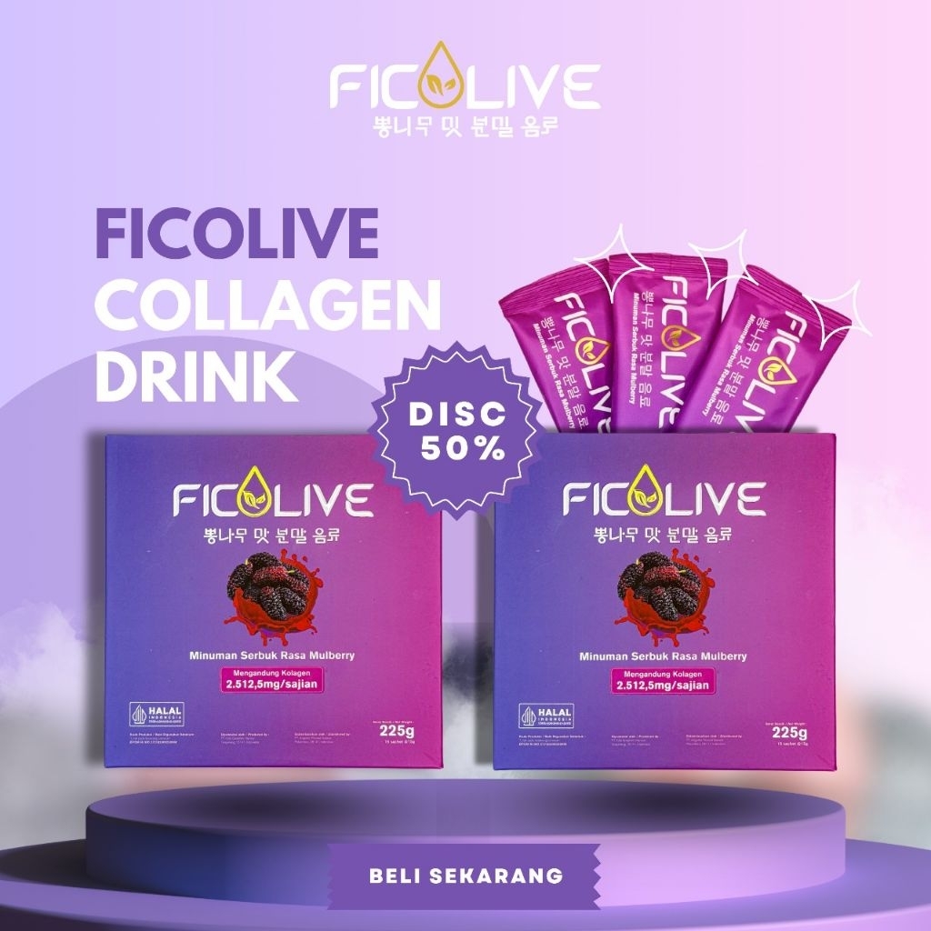 FICOLIVE Collagen Drink( PAKET 2 BOX ) | collagen tripeptide | minuman collagen L-gluthatione | vit 