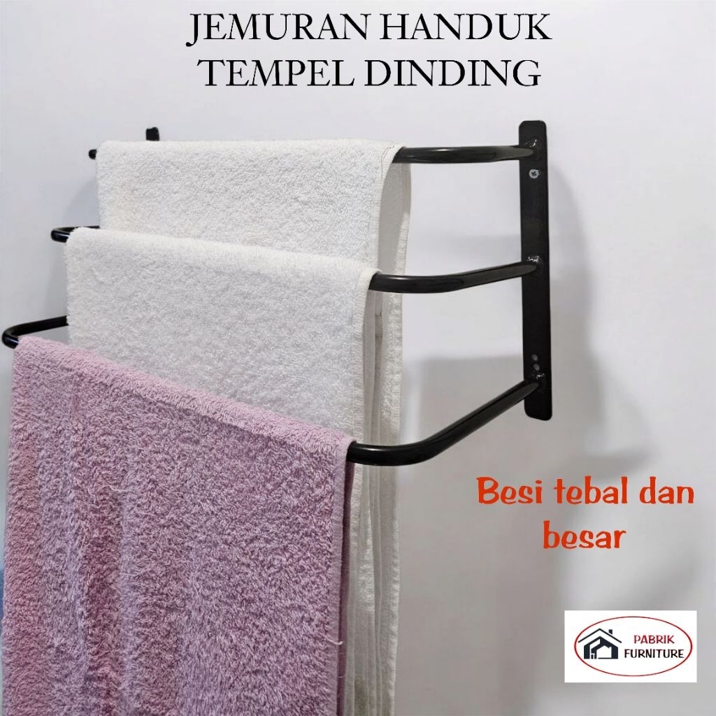 Jemuran Handuk Tempel Dinding Rak Jemur Handuk Dinding Kamar Mandi Jemuran Handuk Besi Anti Karat