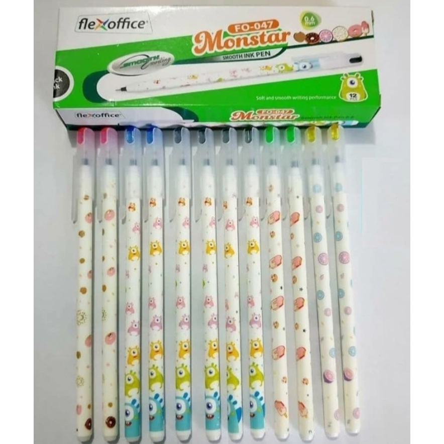 

Pulpen FLEXOFFICE Monstar Tinta Hitam (1 pack = 12 pen) | Pena Semi Gel Monstar Fancy FO-047 FO047