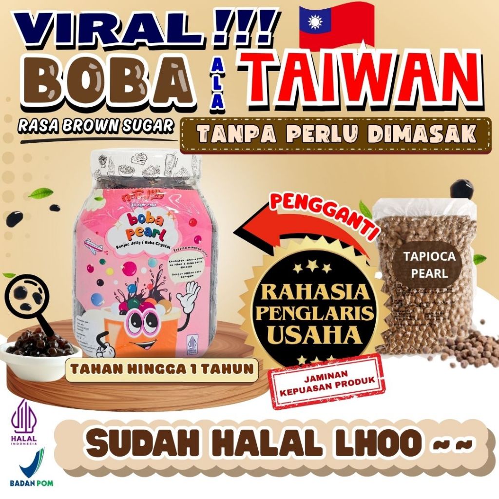

BobaTapiocaPearlSiapSajiPerpaduan GREENFIELDS Susu UHT Original - Boba Pearl Brown Sugar 500 Gram | Cocok Untuk Semua Jenis Minuman