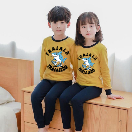 Dealshop Baju Tidur Anak Untuk Umur 1 - 10 Tahun Motif Tralara Tralalero/ Setelan Anak Laki - Laki /