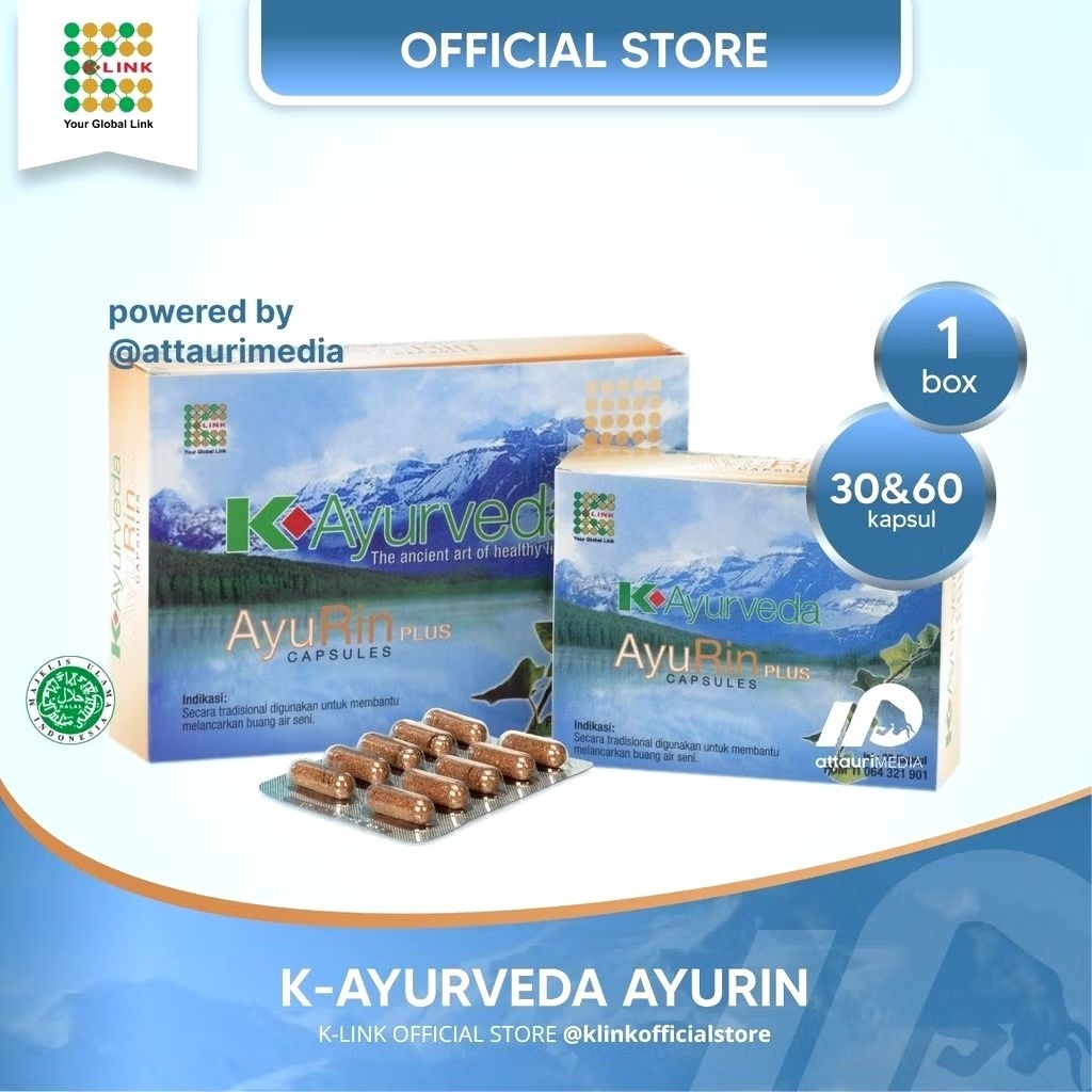 (BACA DESKRIPSI) K-Ayurveda AYURIN Original K-Link (1 Box isi 30 & 60 Kapsul) Anti Radang Batu Ginja