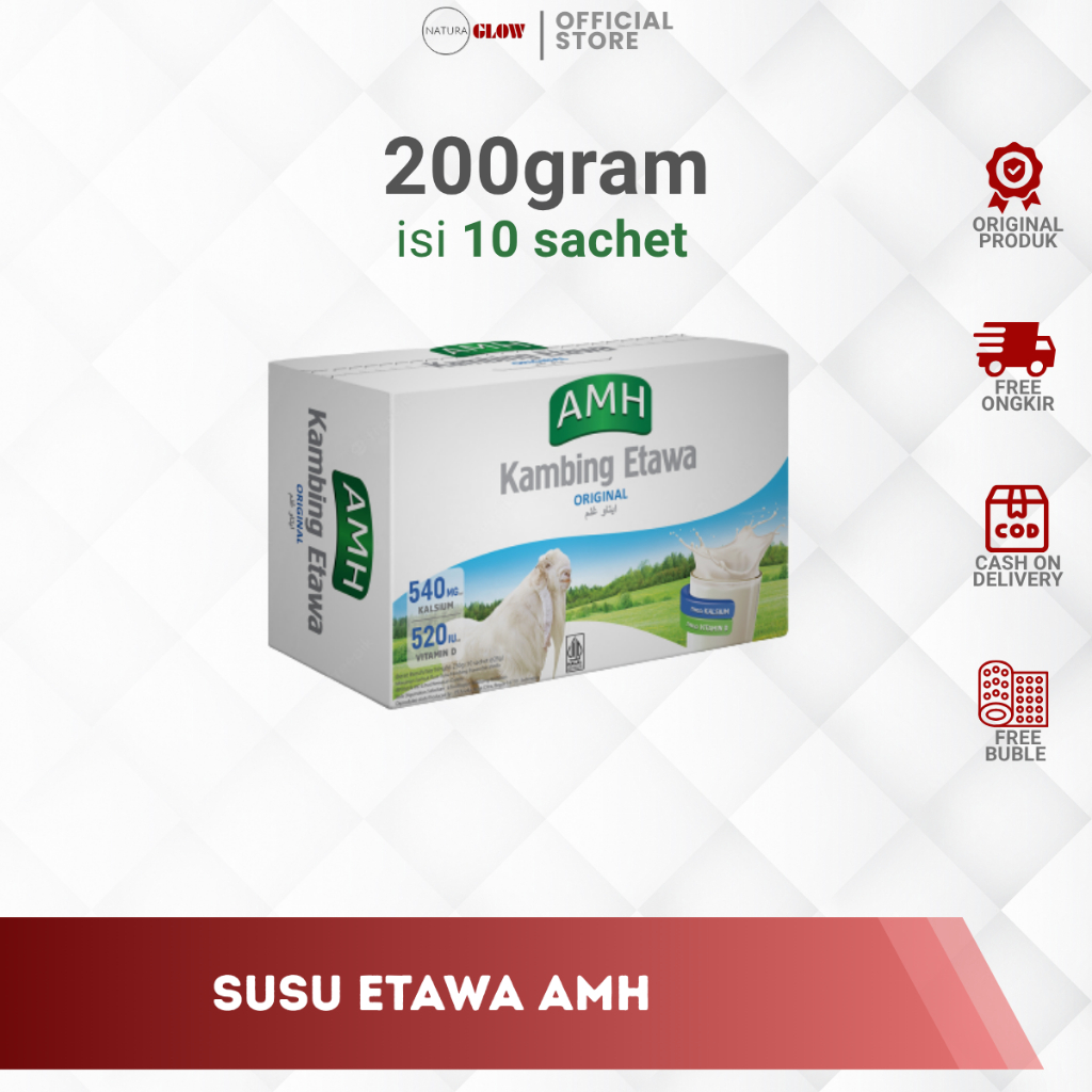 

SUSU AMH ORIGINAL – 200 gram | 10 sachet per box | rasa original | kuatkan tulang & sendi | bantu jaga kesehatan harian | susu kambing etawa murni | original AMH 100%