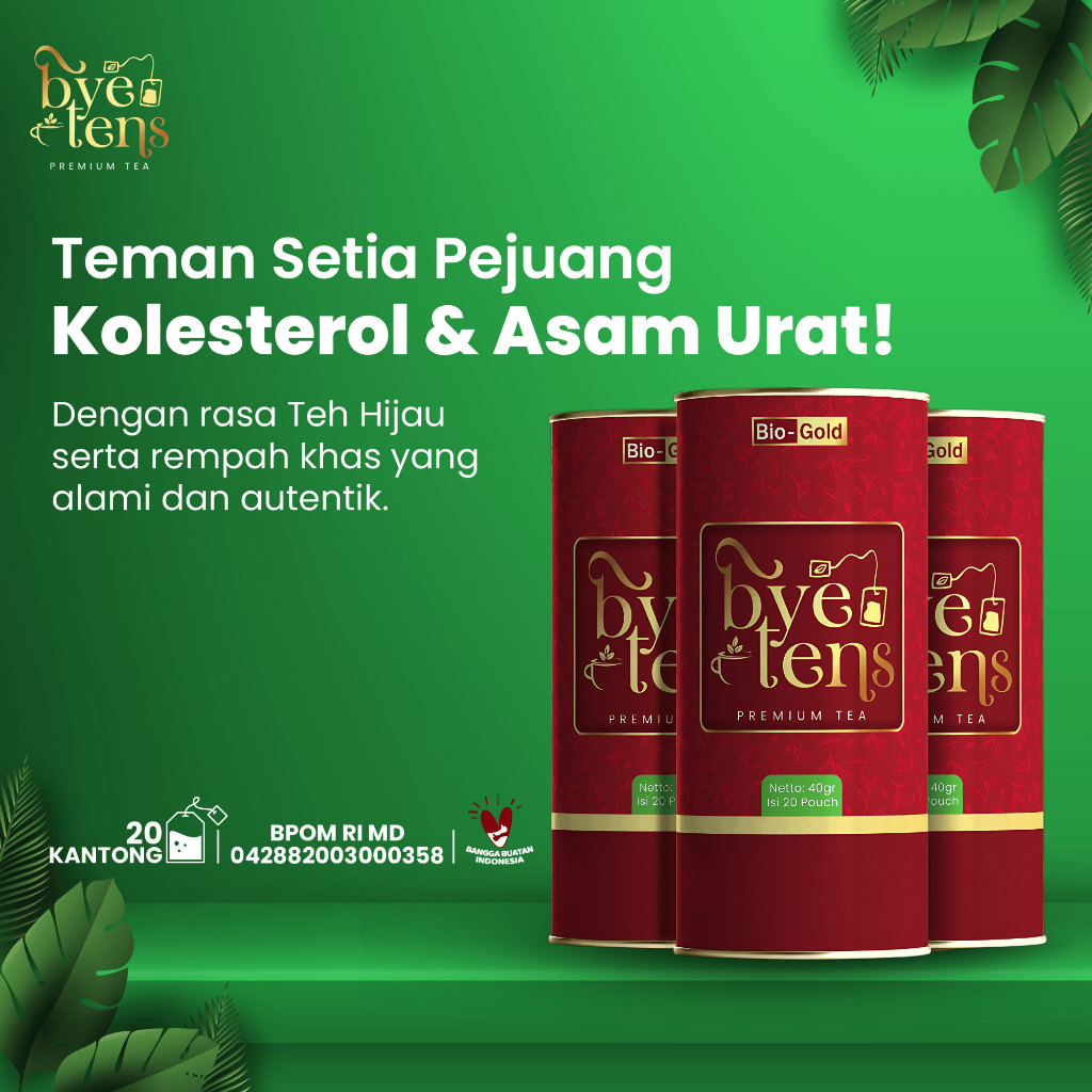 

Teh Bye Tens - Minuman Herbal Alami Untuk Atasi Kolesterol Tinggi dari Seledri Mengkudu & Teh Hijau