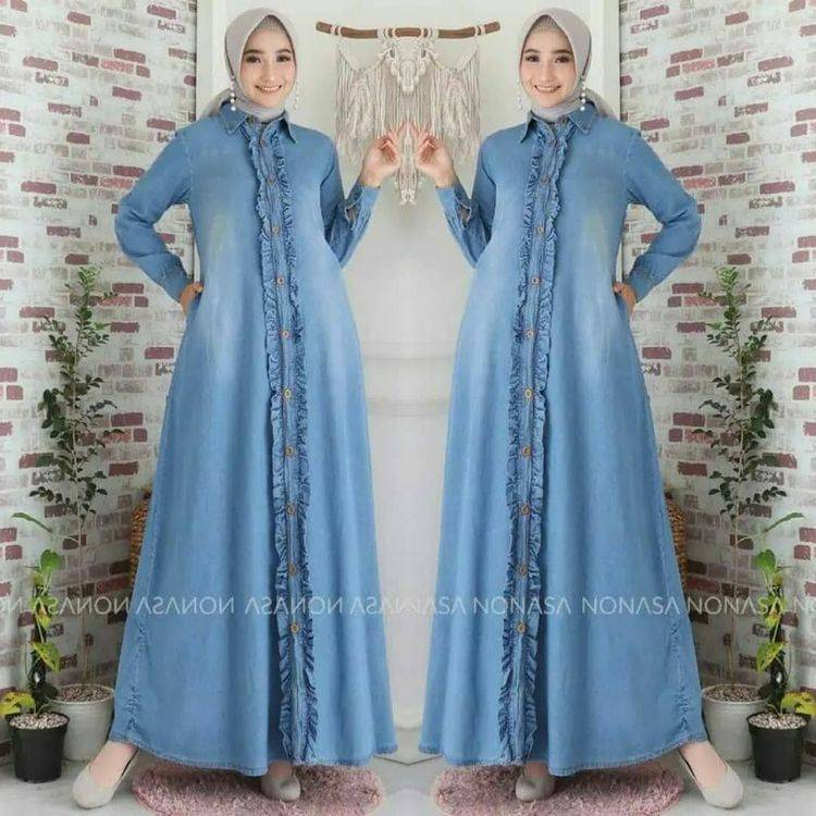 Gamis Jeans Muslim Terbaru Gamis Jeans Mewah Cantik dan  Elegan Dress Muslim Fashion Muslim