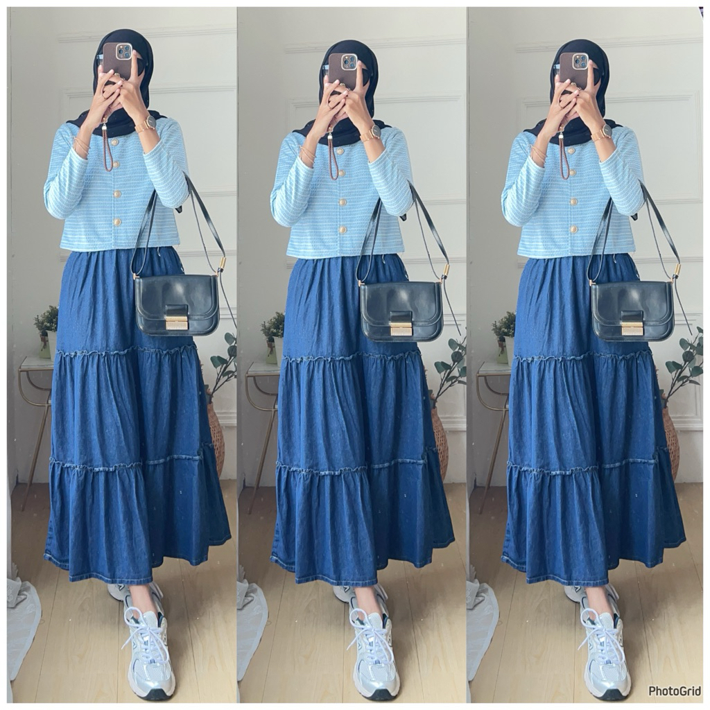 ROK JEANS STRECH / JEANS SKIRT / ROK JEANS / ROK JEANS PINGGANG KARET