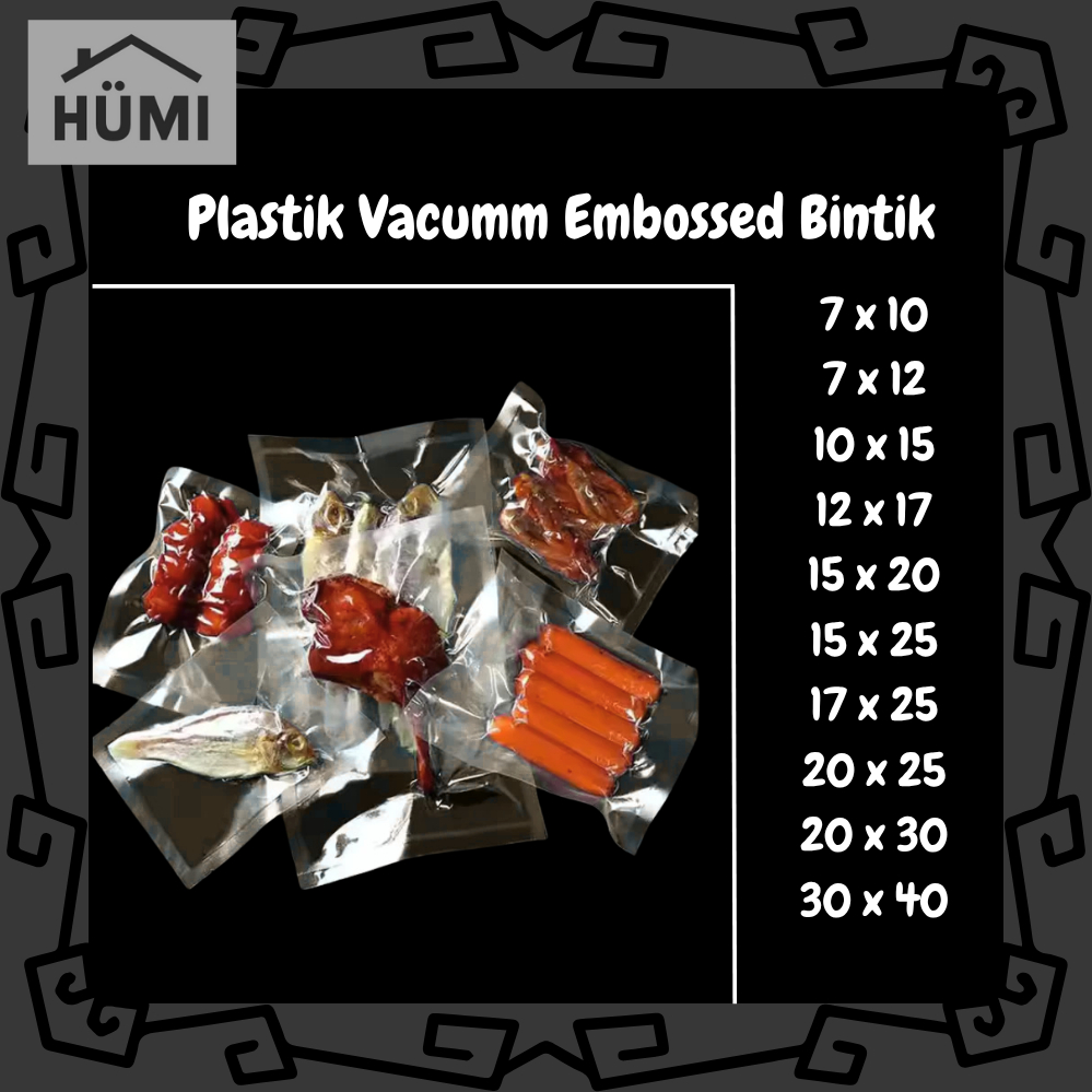 Plastik Vacuum Embossed Bintik Ukuran Besar Kecil Satuan Emboss Vacum Sealer Bag Makanan