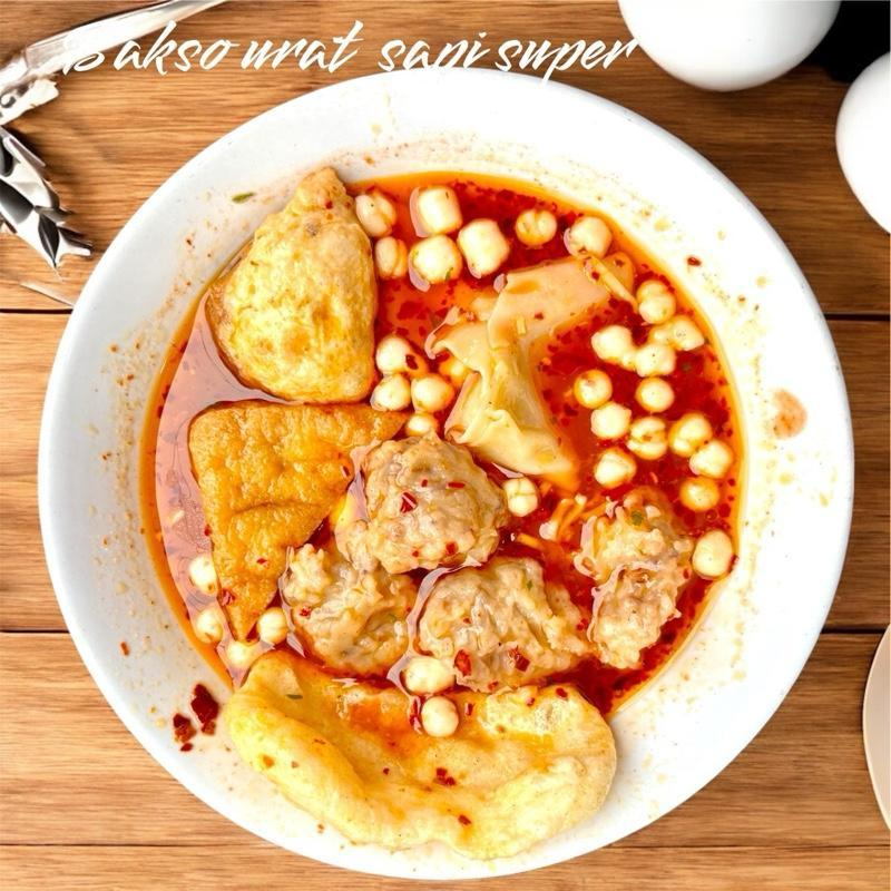 

Bakso urat Kering Special Super Komplit Saus Chili Oil x saus bawang rasa mantap