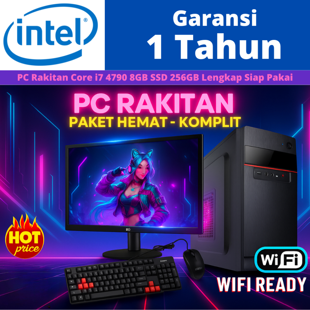 PC Rakitan Core i7 4790 Lengkap Siap Pakai Sekolah Office Kantor Admin