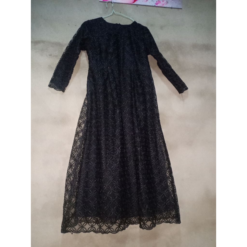 gamis brokat hitam preloved