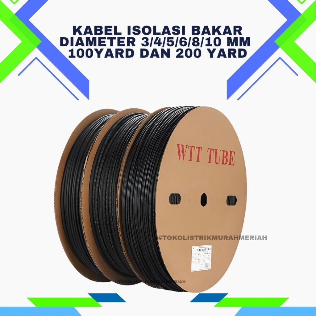 Kabel Bakar //selang bakar // Isolasi Bakar Hitam Ukuran 4mm 5mm 6mm // Heatshrink // Selang