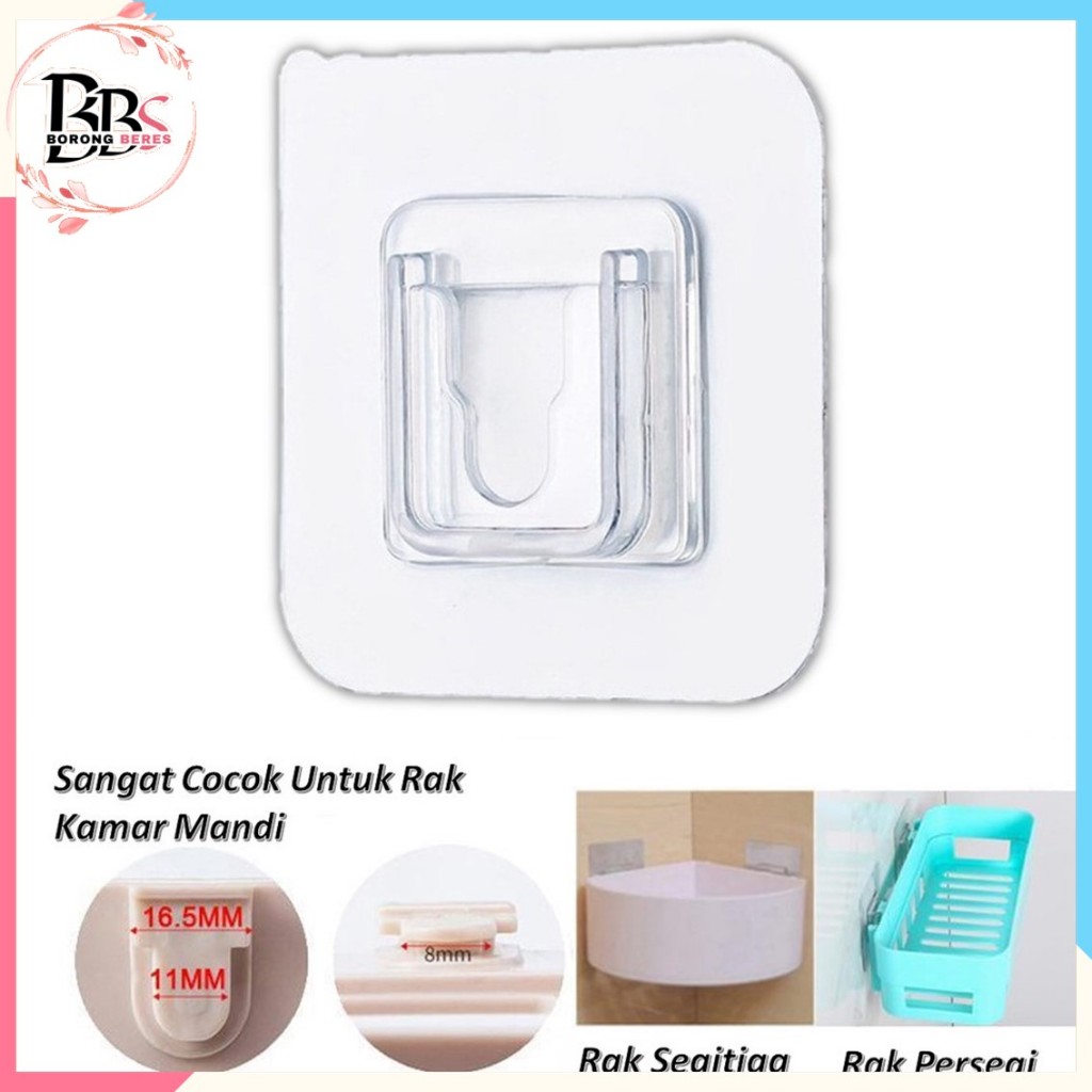 Gantungan Tempel Socket Hook Transparant Gantungan Plus Minus Double — 8