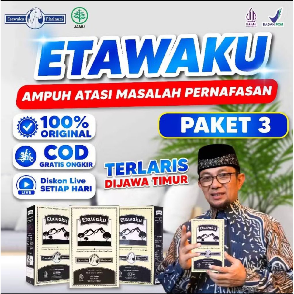 

Etawaku Platinum 3 Box Susu Kambing Solusi Sesak Nafas Nyeri Dada Pernafasan Asma Bronkhitis