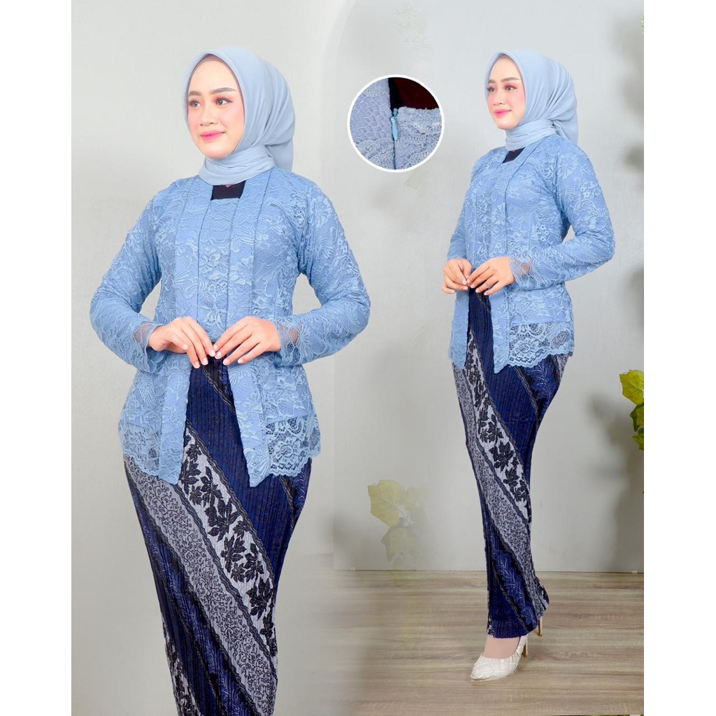 KUTU BARU BRUKAT JUMBO TANGAN PANJANG / STELAN KEBAYA BRUKAT KUTU BARU ROK PLISKET/ KUTU BARU JUMBO